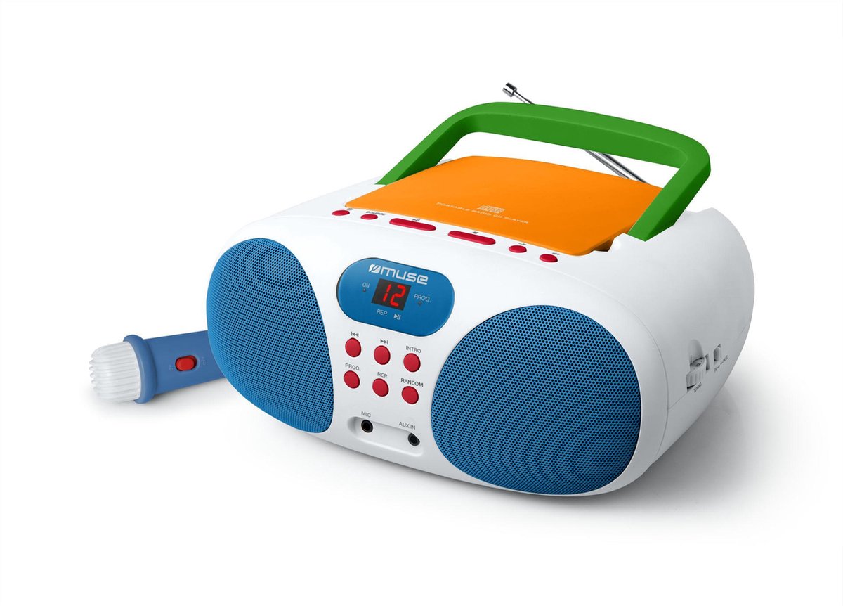 Muse MD-203KMC - Boombox met radio/CD-speler en microfoon, kids, multicolor