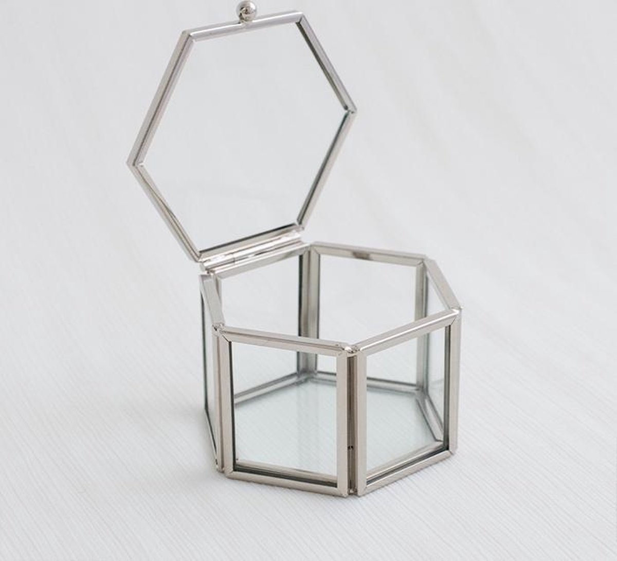 hengel Specialiteit Geruïneerd Glazen Ringdoosje Hexagon Zilver (8x7x5cm) House Of Gia | bol.com