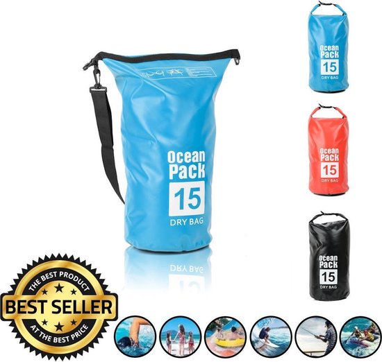 Decopatent® Waterdichte Tas - Dry bag - 15L - Ocean Pack - Dry Sack - Survival Outdoor Rugzak - Drybags - Boottas - Zeiltas -Blauw