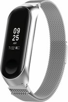Milanees Smartwatch bandje - Geschikt voor  Xiaomi Mi Band 3 / 4 Milanese band - zilver - Horlogeband / Polsband / Armband