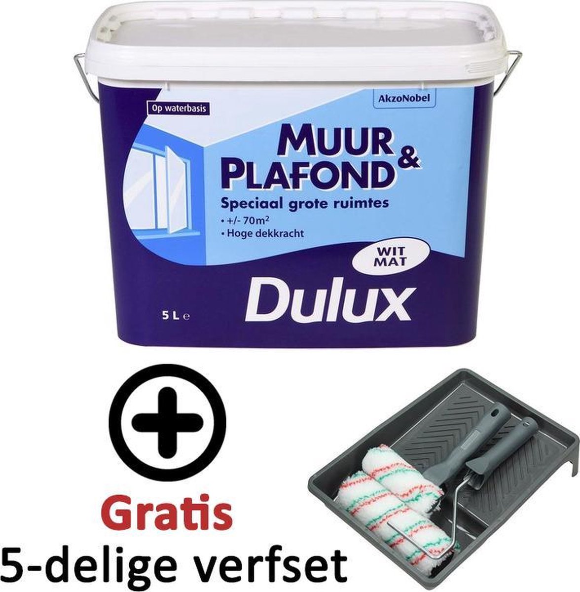 Bol Com Dulux Muur Plafondverf Wit Mat 5 Liter Sam Muurverfset 5 Delig