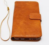 Telefoonhoesje, PU- Leer, kleur Bruin, Book Case leather, met kaartenvakjes, opbergvakje en magnetische sluitingsnap