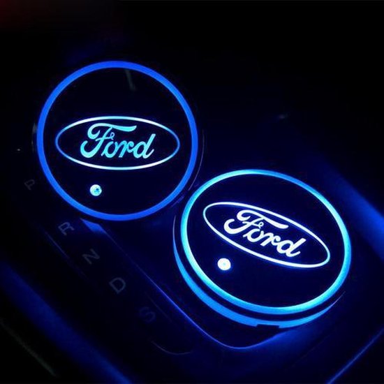 LED Bekeronderzetters - 7 Verschillende Kleuren LED - Geschikt voor Ford