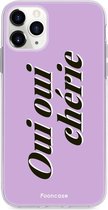 Fooncase Hoesje Geschikt voor iPhone 11 Pro - Shockproof Case - Back Cover / Soft Case - Oui Oui Chérie / Lila Paars & Wit