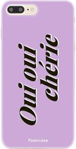 Fooncase Hoesje Geschikt voor iPhone 8 Plus - Shockproof Case - Back Cover / Soft Case - Oui Oui Chérie / Lila Paars & Wit