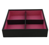 Dielay - Sieradendoos Stapelbaar - Kist voor Sieraden - Juwelen Box - 4 Vakken - 20x20x4,5 cm - Zwart