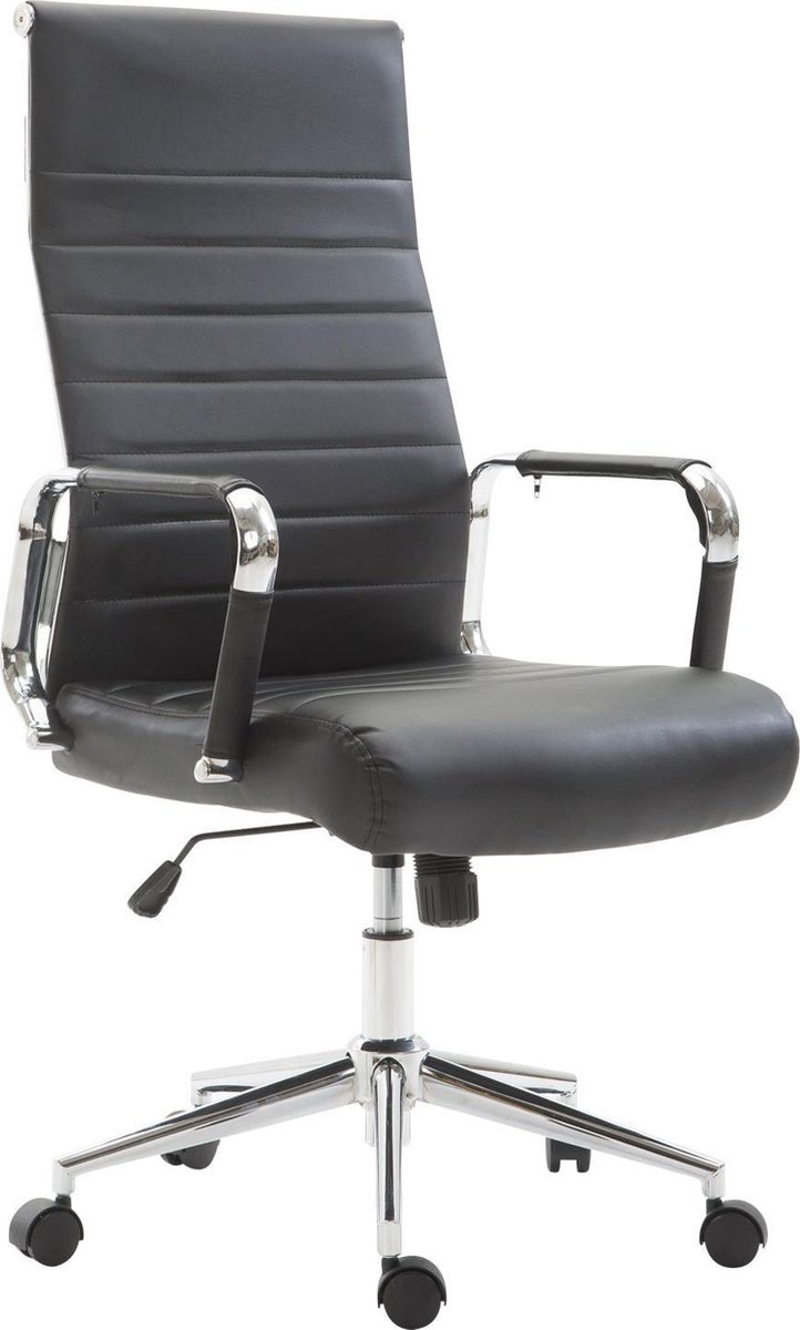 Bureaustoel - Bureaustoelen voor volwassenen - Design - Gewatteerd - Kunstleer - Zwart - 58x66x115 cm