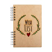 KOMONI - Duurzaam houten Notitieboek - Dagboek -  Gerecycled papier - Navulbaar -  A4 - Gelinieerd -  Wishlist