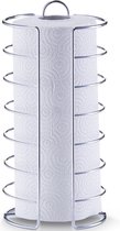 1x Zilveren metalen keukenrolhouder rond 15 x 30 cm - Zeller - Keukenbenodigdheden - Keukenaccessoires - Keukenpapier/keukenrol houders - Houders/standaards voor in de keuken