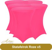 Statafelrok Roze 80 cm per 5 - Alora tafelrok voor statafel - Statafelhoes - Bruiloft - Cocktailparty - Stretch Rok - Set van 5