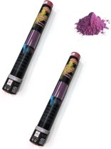 Set van 2x stuks kleurenpoeder shooters kanonnen paars 40 cm - Paarse Feestartikelen