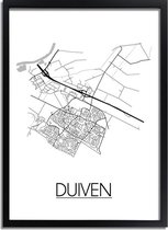 DesignClaud Duiven Plattegrond poster A2 + Fotolijst zwart