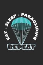 Eat sleep paragliding repeat: 6x9 Paragliding - dotgrid - dot grid paper - notebook - notes
