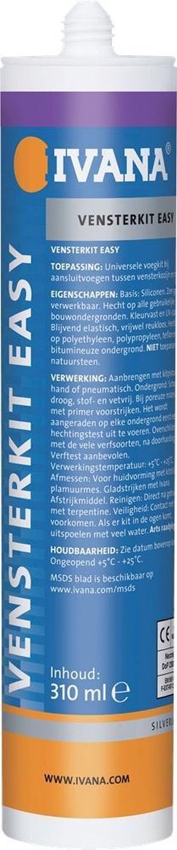 Ivana vensterkit easy zwart 310 ml beglazingskit