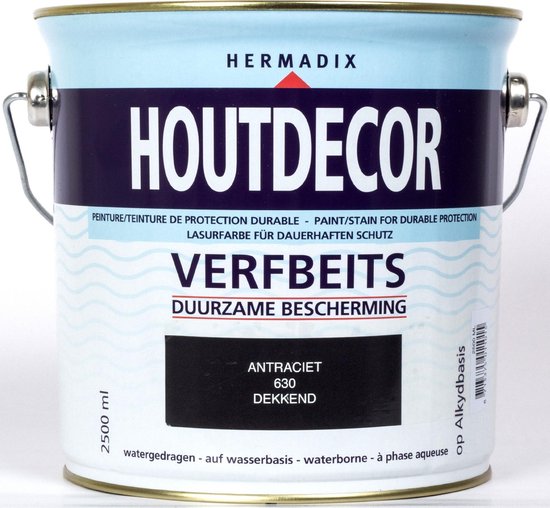 Hermadix Houtdecor Verfbeits dekkend - 2,5 liter - 630 Antraciet