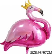 Grote ballon ROZE Flamingo met kroontje (31336)