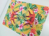 Placemats 2 stuks - geel met aap