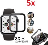 Full Cover 3D Edge Curved Screen Protector Hoes Geschikt Voor  Apple Watch Series 4/5 44mm - Optimale Rand Tot Rand Display Bescherming - iWatch Schermbeschermer - Set Van 5 Stuks