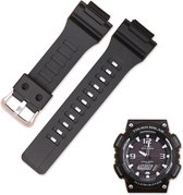 Siliconen Polsband Geschikt Voor Diverse Casio AQ/SGW/AE/W Horloge Modellen - Horloge Armband / Polsband / Strap Bandje / Watchband - Zwart