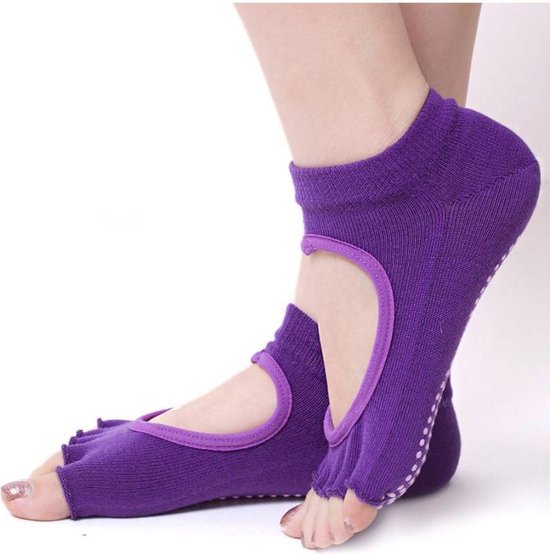 New Age Devi Yoga Anti-slip Sokken 1 Paar Vrouwen Sport Yoga Sokken Paars Anti Slip Voor Dames Gym Fitness Pilates Dans Sok Professionele Slippers van Merkloos — afbeelding 4