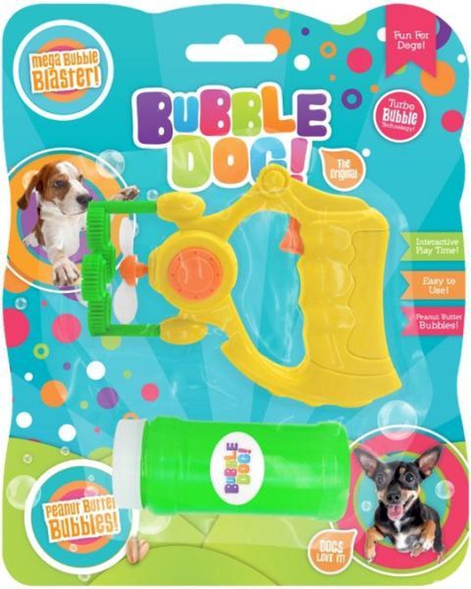 Bubble dog bellenblaas pistool elektrisch pindakaassmaak small 13,5x6x11,5 cm