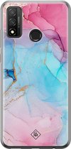 Huawei P Smart 2020 hoesje siliconen - Marmer blauw roze | Huawei P Smart (2020) case | multi | TPU backcover transparant