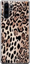 Huawei P30 Pro hoesje siliconen - Luipaard print bruin | Huawei P30 Pro case | Bruin/beige | TPU backcover transparant