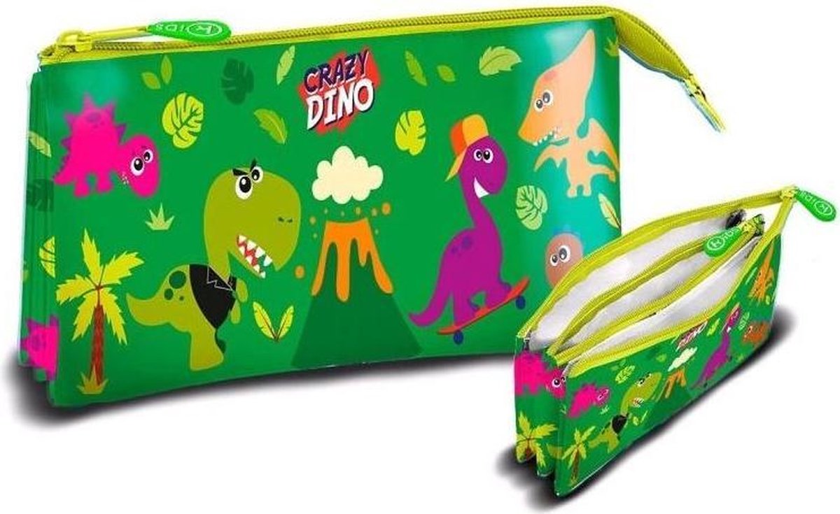 Kids Licensing Etui Crazy Dino 22 X 13 Cm Polyester/pvc Groen