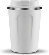 MEEQ To Go Cup - Koffiebeker To Go - Thermosbeker - Lekvrij, RVS & Dubbelwandig Koffie Beker - Reisbeker - Travel Mug - 380 ml - To Go beker zonder opdruk in het zwart of wit/beige