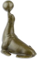 Beeld - Bronzen sculptuur - Zeeleeuw balanceert bal - 5,6 x 11,5 cm