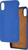 iPhone X Hoesje - iphone XS Hoesje - Echt leer Back Cover Case Blauw