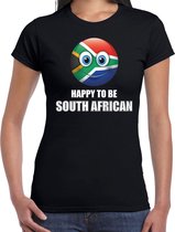 Zuid-Afrika emoticon Happy to be African landen t-shirt zwart dames L