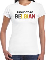 Belgie Proud to be Belgian landen t-shirt - wit - dames -  Belgie landen shirt  met Belgische vlag/ kleding - EK / WK / Olympische spelen supporter outfit L