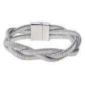 Melady Armband Dames Ø 6-7 cm Zilverkleurig Ijzer, Textiel Rond Armbandjes Sieraden Dames