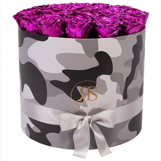 Flowerbox Longlife Coco metallic roze - Ruim assortiment aan Luxe & Handgemaakte cadeaus - Verras op een speciale manier - 2 jaar houdbare rozen!