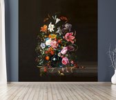 Fotobehang Bloemen Stil Leven -Stevig Vinyl behang - linnenlook - 320 x 265 cm