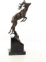 Beeld - Bronzen sculptuur - Springend hert - 49,5 cm hoog