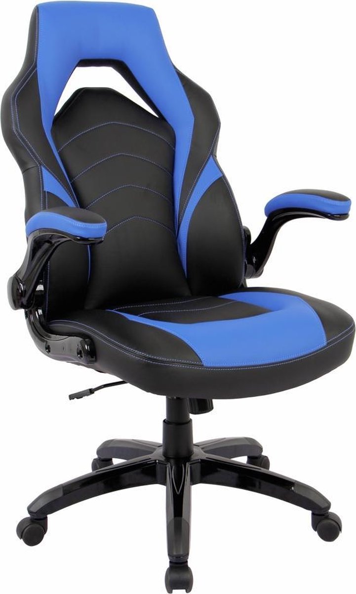 IVOL Gamestoel Prime Blauw - Gaming stoel met inklapbare armleuningen - Ergonomische Game stoel