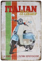 Wandbord – Scooter – El Clasico – Italië - Vintage - Retro -  Wanddecoratie – Reclame bord – Restaurant – Kroeg - Bar – Cafe - Horeca – Metal Sign - 20x30cm