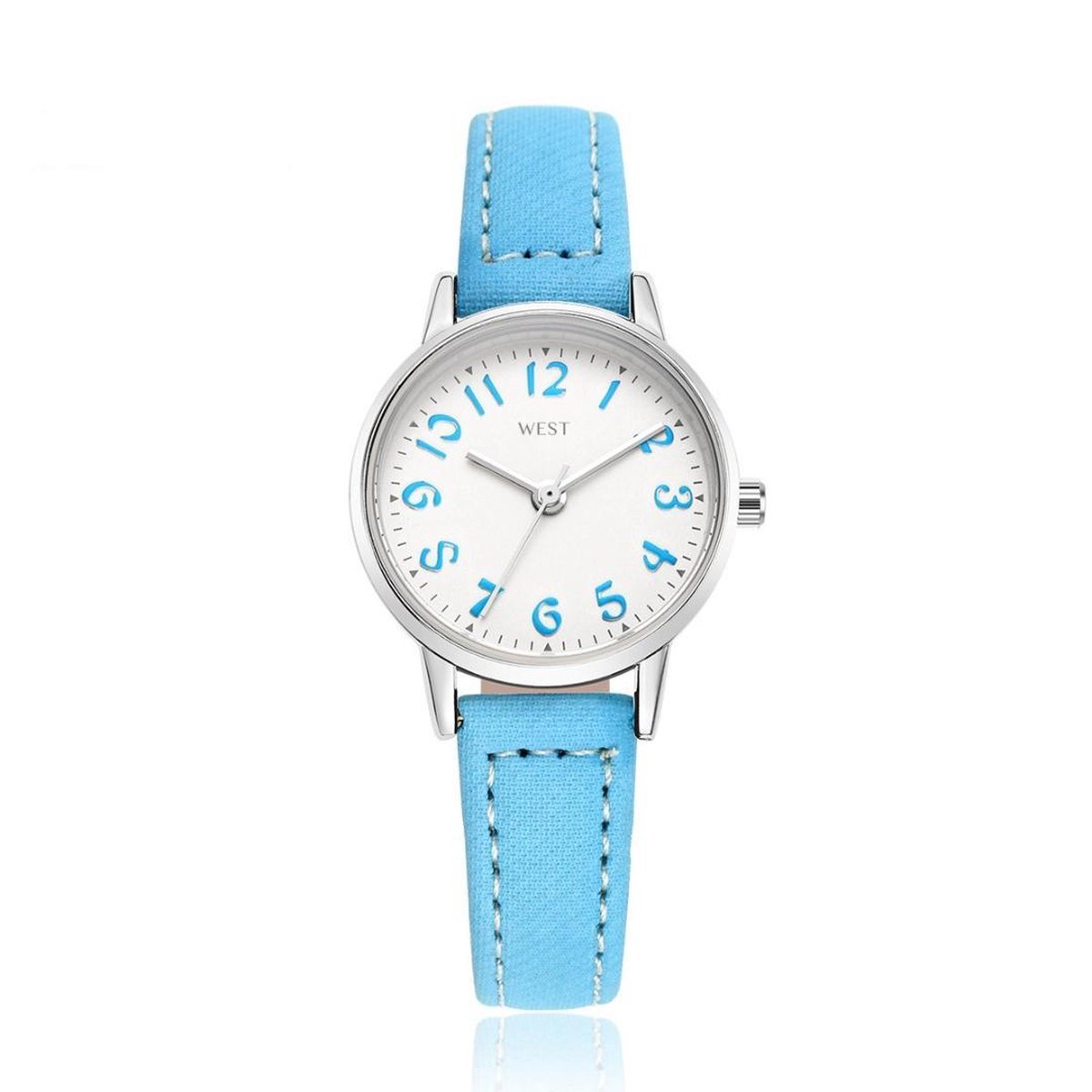 West Watch - model Rose - analoog kinder/ tiener horloge - Ø 23 mm - lichtblauw/zilverkleurig