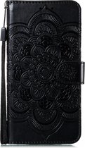 Bloemen Book Case - Motorola Moto G8 Power Lite Hoesje - Zwart