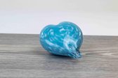Mini Urn Hart Blauw 10 cm van Loranto Glas