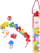 Tooky Toy Blokkenset Het Verkeer 31 X 4 X 4 Cm Hout 12-delig