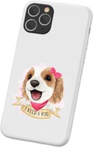 Apple Iphone 11 Pro Wit siliconen hoesje schattig hondje (I need a hug)