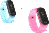 Siliconen Sportbandje - Xiaomi Mi Band 3 & 4 - Duopack Blauw&Roze