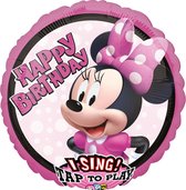 Minnie Mouse Heluim Ballon Happy Birthday met Geluid 71cm leeg