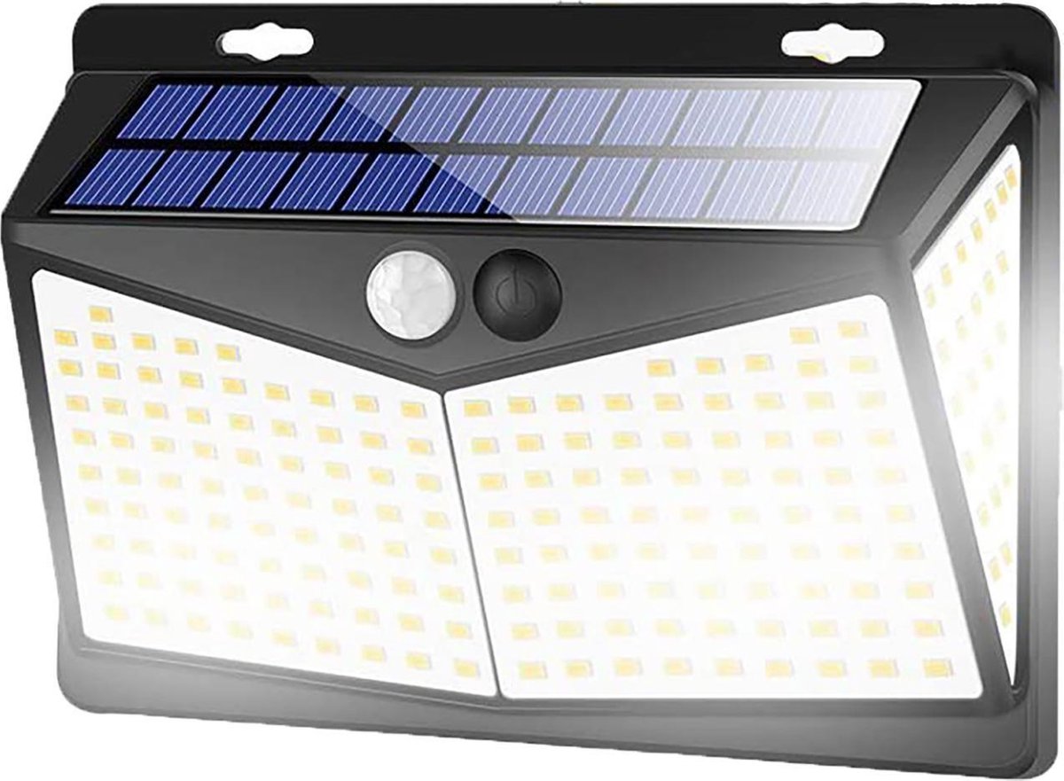 Living Nine® Solar Buitenlamp Met Bewegingssensor - Wandlamp op Zonne energie - 208 LED - Waterdicht - Tuinverlichting - Met Sensor - Voor Buiten - Zwart - Living Nine