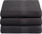 3x Zachte Katoen Handdoeken Antraciet | 70x140 | Vochtabsorberend En Soepel | Hoogwaardige Kwaliteit
