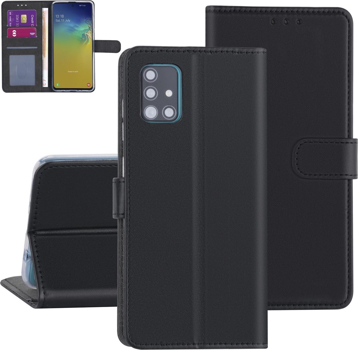 Samsung hoesje voor Galaxy A51 - Zwart - Book Case - Kaarthouder (A515F)