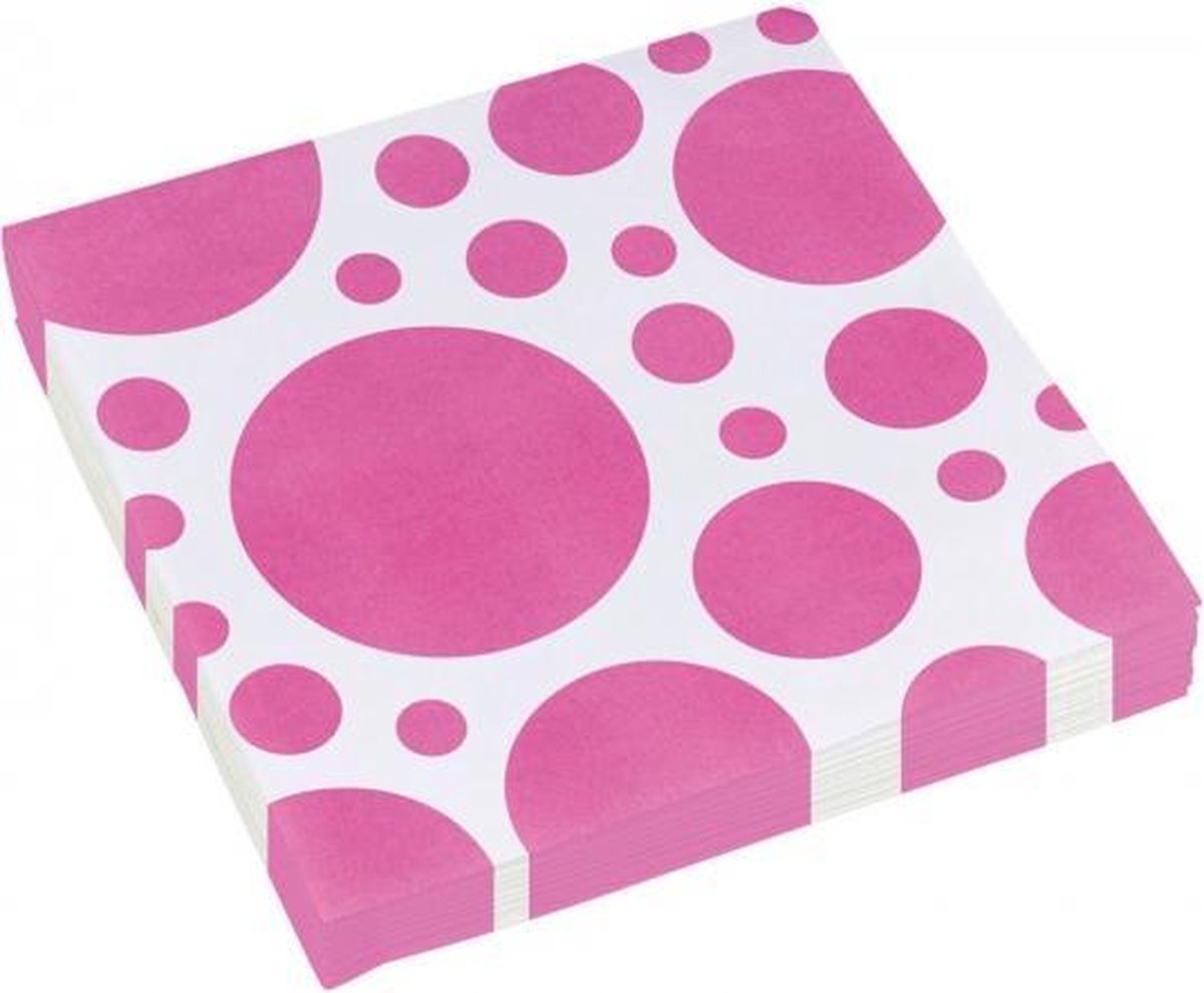 servetten Dots 33 x 33 cm 20 stuks roze